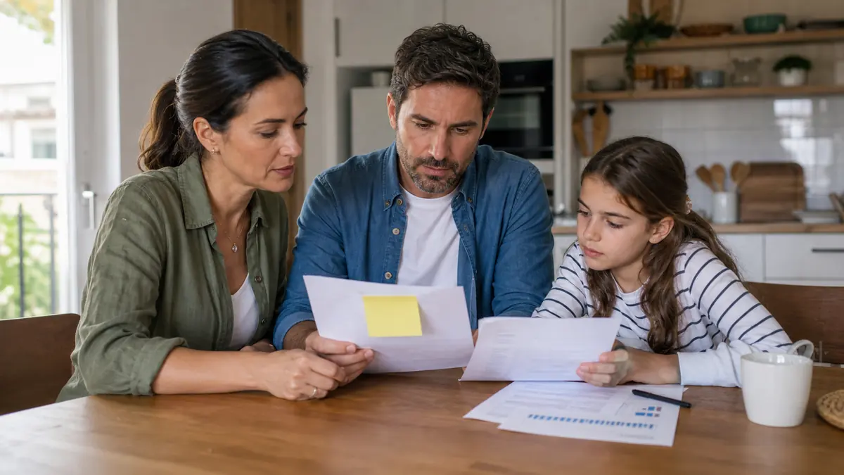 Famiglia italiana che confronta contratto energia e bolletta a casa